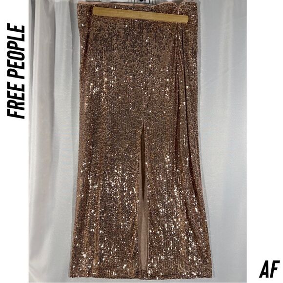 FREE PEOPLE ARIANA MAXI SKIRT IN PINK CHAMPAGNE NEW SIZE 10 - Picture 9 of 10